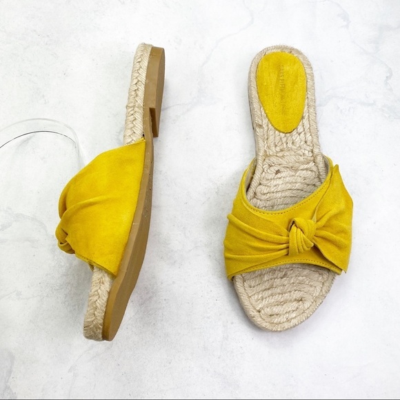 [Sak’s] Marigold Suede Twist Bow Espadrille Slides - Picture 1 of 3